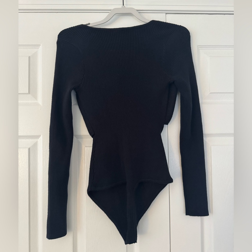 NWT Abercrombie Black Sweater Wrap Bodysuit - Picture 2 of 2